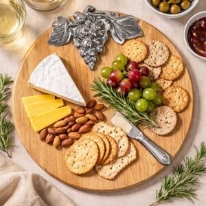 Vintage 12” Cheese Plate Serving Platter Entertaining Dish Neutral Decor